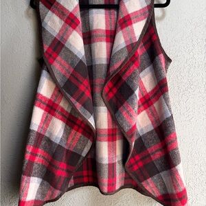 Stylish Plaid Vest - Red and Gray